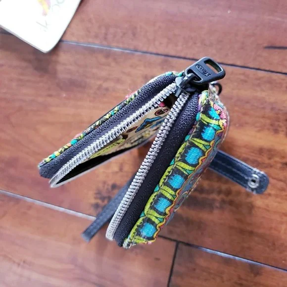 Sakroots Bi-Fold Wallet Zip Round Colorful Art Pattern Design - Picture 4 of 8